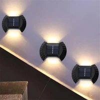 124pcs outdoor solar wall lights 8led waterproof solar stair aisle up and down luminous wall washer lamp for garden decoration