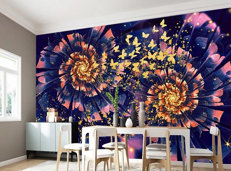 

Abstract Wallpaper Peel And Stick Purple Colorful Cool Pink Non Woven Self Adhesive Wall Mural