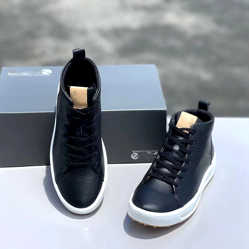 Men's Golf Shoes Brand Original Leather Waterproof Non-Slip Comfortable Outdoor Sports Leisure High Top Sneakers
