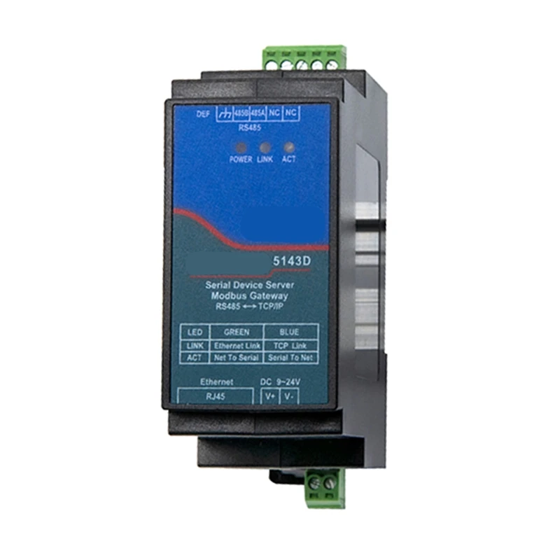 Сервер последовательных устройств Din-Rail ZLAN5143D Шлюз Modbus RS485 от TCP/IP DC9-24V Поддержка