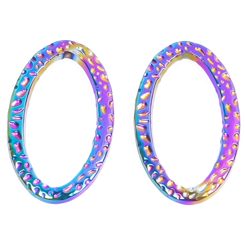 3pcs/Lot Fashion Stainless Steel Engraving Ellipse Heart Rhombus Geometric Square Pendant Rainbow Color Charms For DIY Jewelry