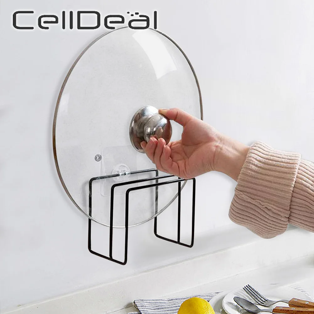 

Wall Mounted Pot Lid Holder Iron Cutting Board Holder Stand Kitchen Organizer Pan Lid Cover Storage Rack Household Supplies