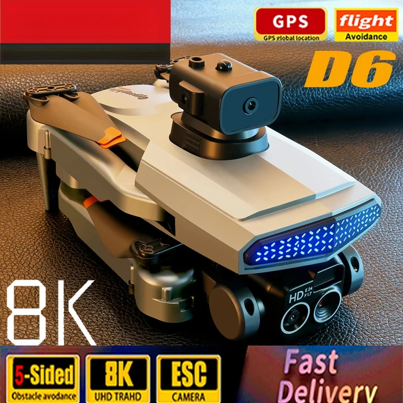

D6 Drone 4K 8K HD Aerial Photography Professional Dual Camera Optical Five-Way GPS Obstacle Avoidance Quadcopter RC 5000M