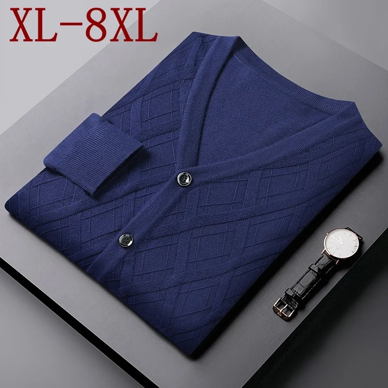 

7XL 8XL 6XL Wool Cardigan 2023 New Fall Winter Thick Warm Sweatercoat Knitted Sweater Top Quality Mens Cardigans