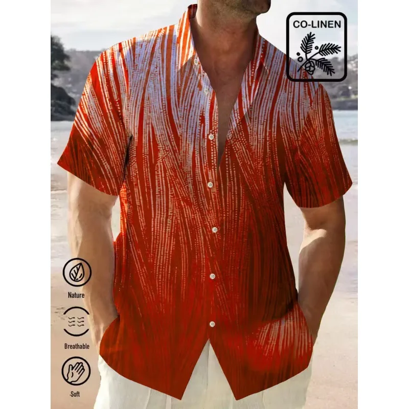 

Summer Beach Men's short-sleeved Cuban collar shirt with four-sided spring 3D digital print shirt