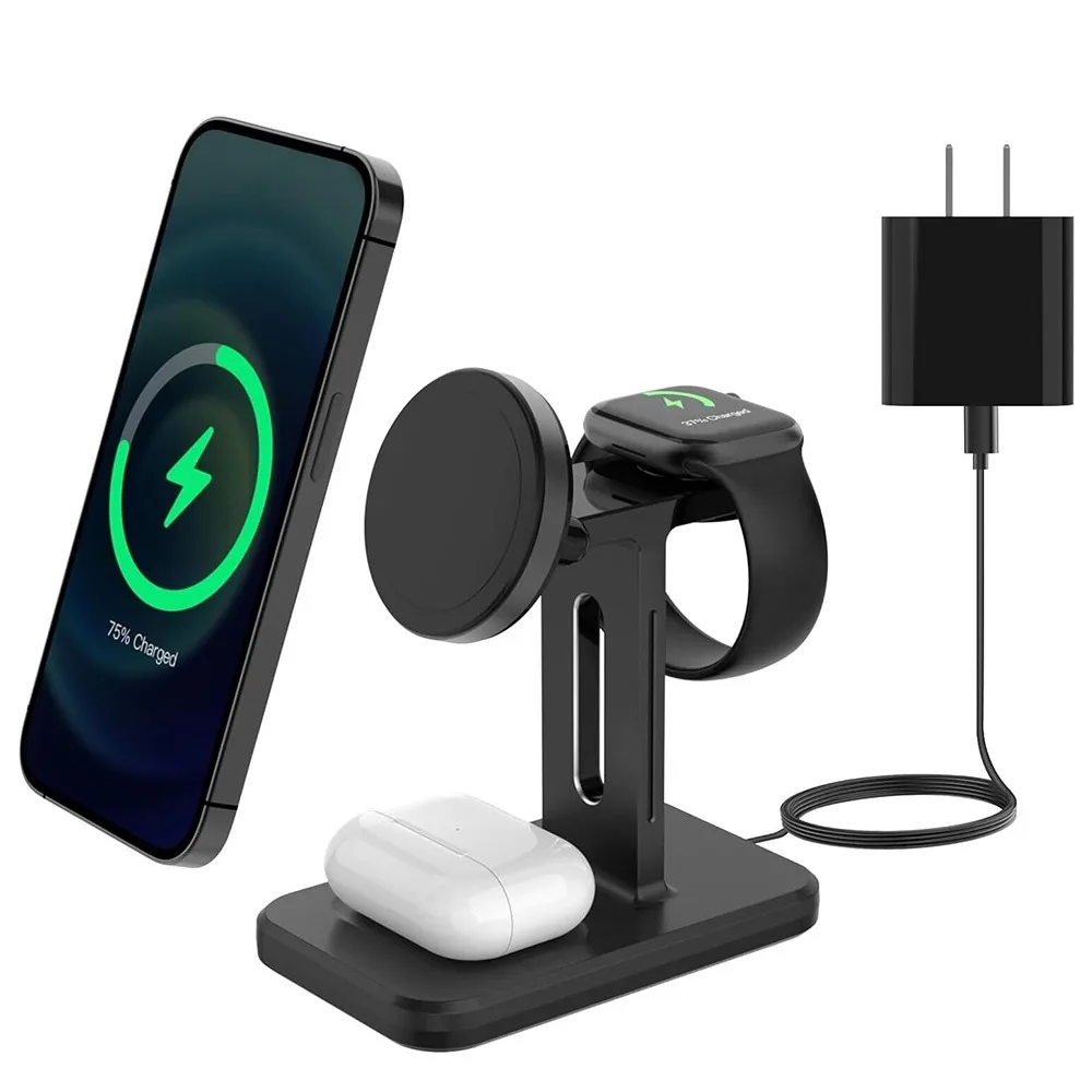 Подставка для часов с беспроводным зарядным устройством 3 в 1 держатель телефона