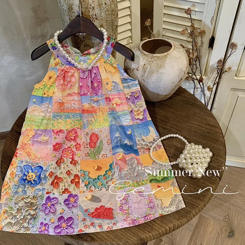 Детское платье-майка в Корейском стиле детская одежда лето платье для девочек