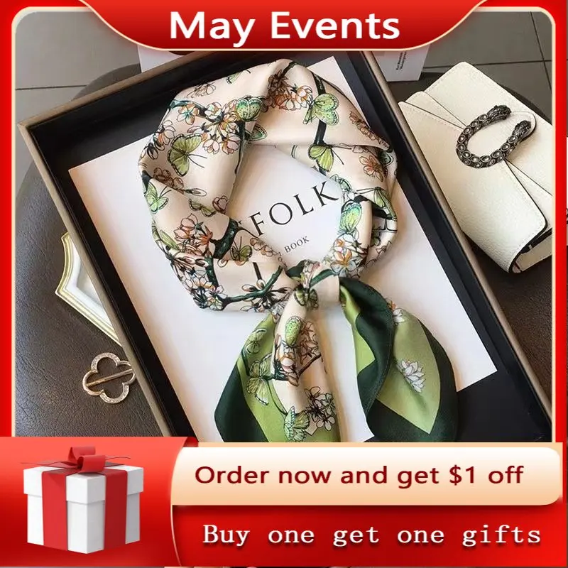 

Женский Шелковый Атласный хиджаб с принтом, 70 Х70 см