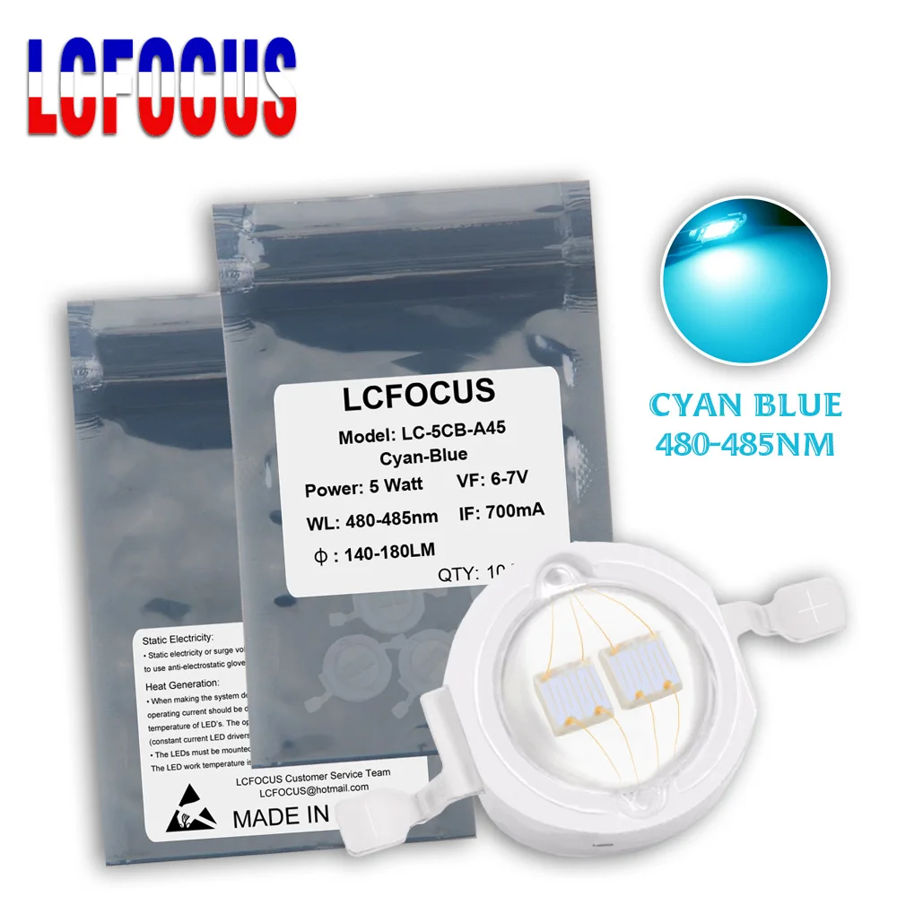 

Мощный светодиодный чип 5 Вт голубой синий 480-485 нм COB диод SMD 480 нм 475 нм для DIY прожектор сценический свет прожектор ландшафтное освещение