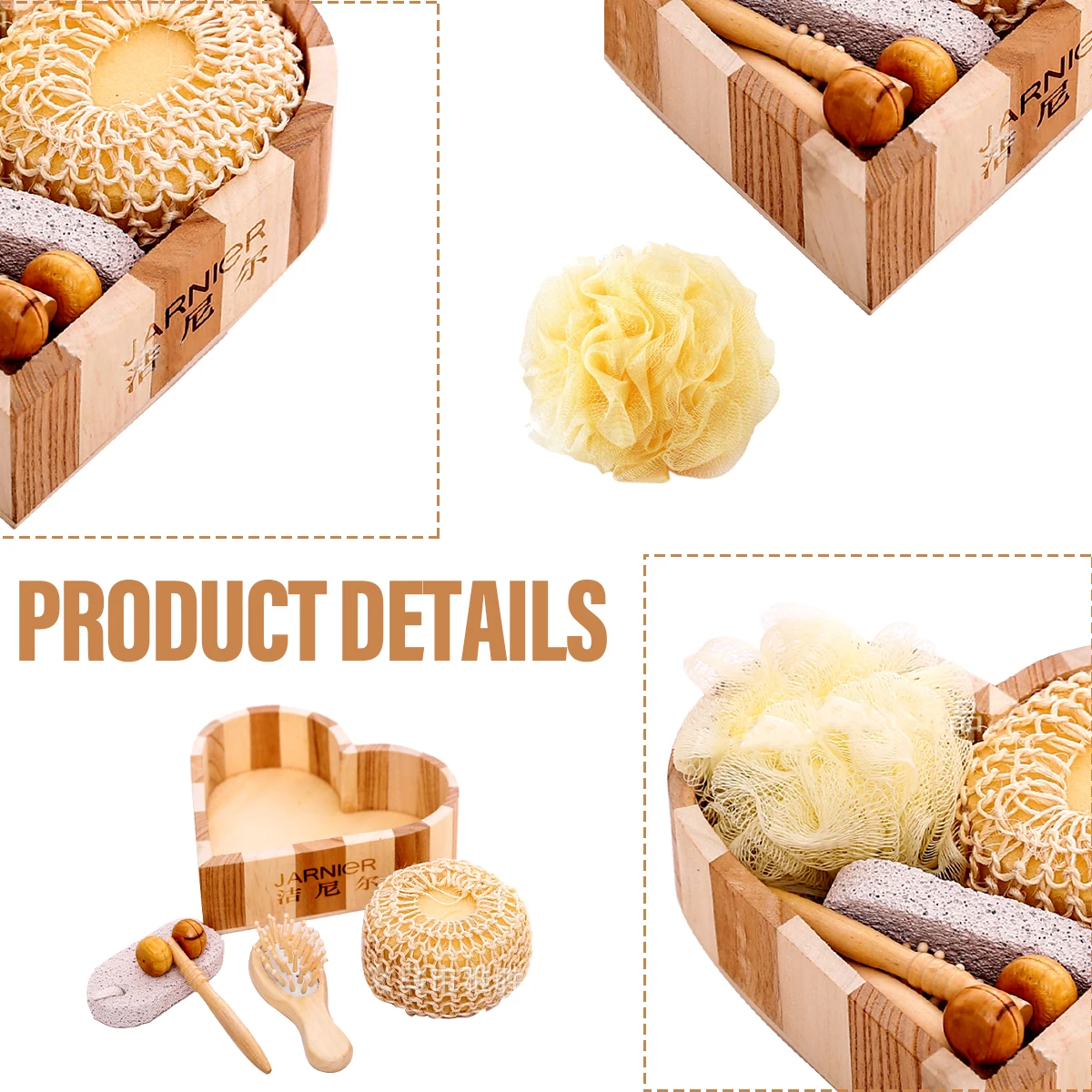 Подарочный набор из 6 предметов для ванны спа душа деревянный массажа лица