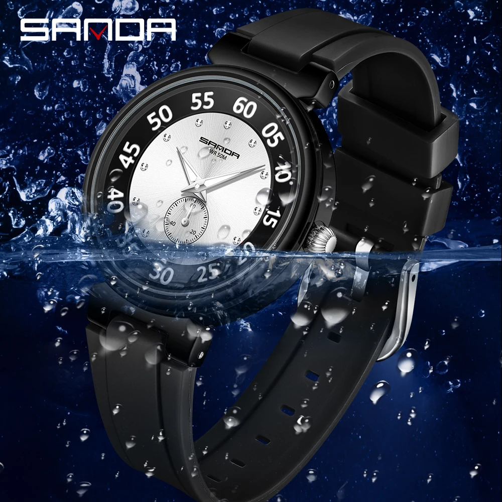 SANDA 2023 New Men Quartz Watch Fashion Casual Mens Clock Chronograph Luminous Finger 50M Waterproof Relogio Masculino 3212