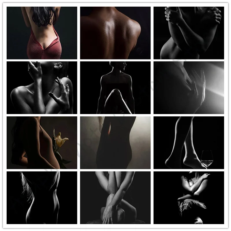 

5D Diy Black and White Sexy Body Diamond Painting Sexy Woman Nude Full Square/round Mosaic Embroidery Cross Stitch Home Decor