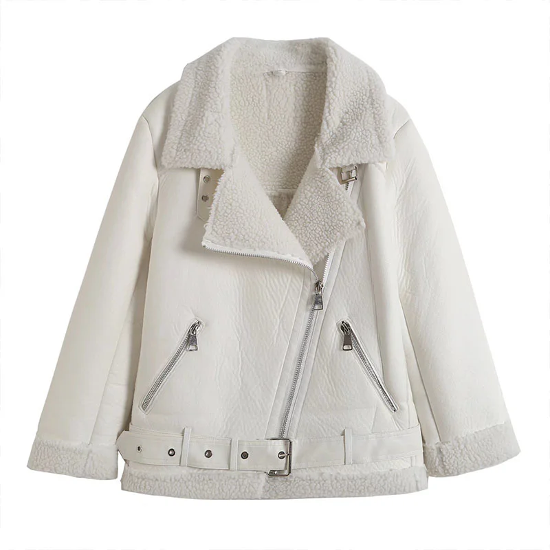 

ZATRHMBM Autumn Winter Fashion Fleece Faux Fur Coat Vintage Long Sleeve Thick Keep Warm Female Outerwear Chic Tops