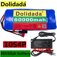100 original 36v battery 10s4p 60ah battery pack 1000w high power battery 42v 60000mah ebike electric bike bms42v2a charger