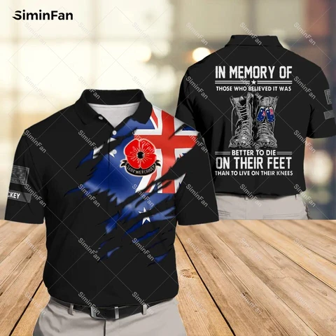 Рубашки поло с 3D-принтом австралийского ветерана SOLIDER, Мужская теннисная футболка, летняя футболка с отложным воротником, женские повседневные топы унисекс