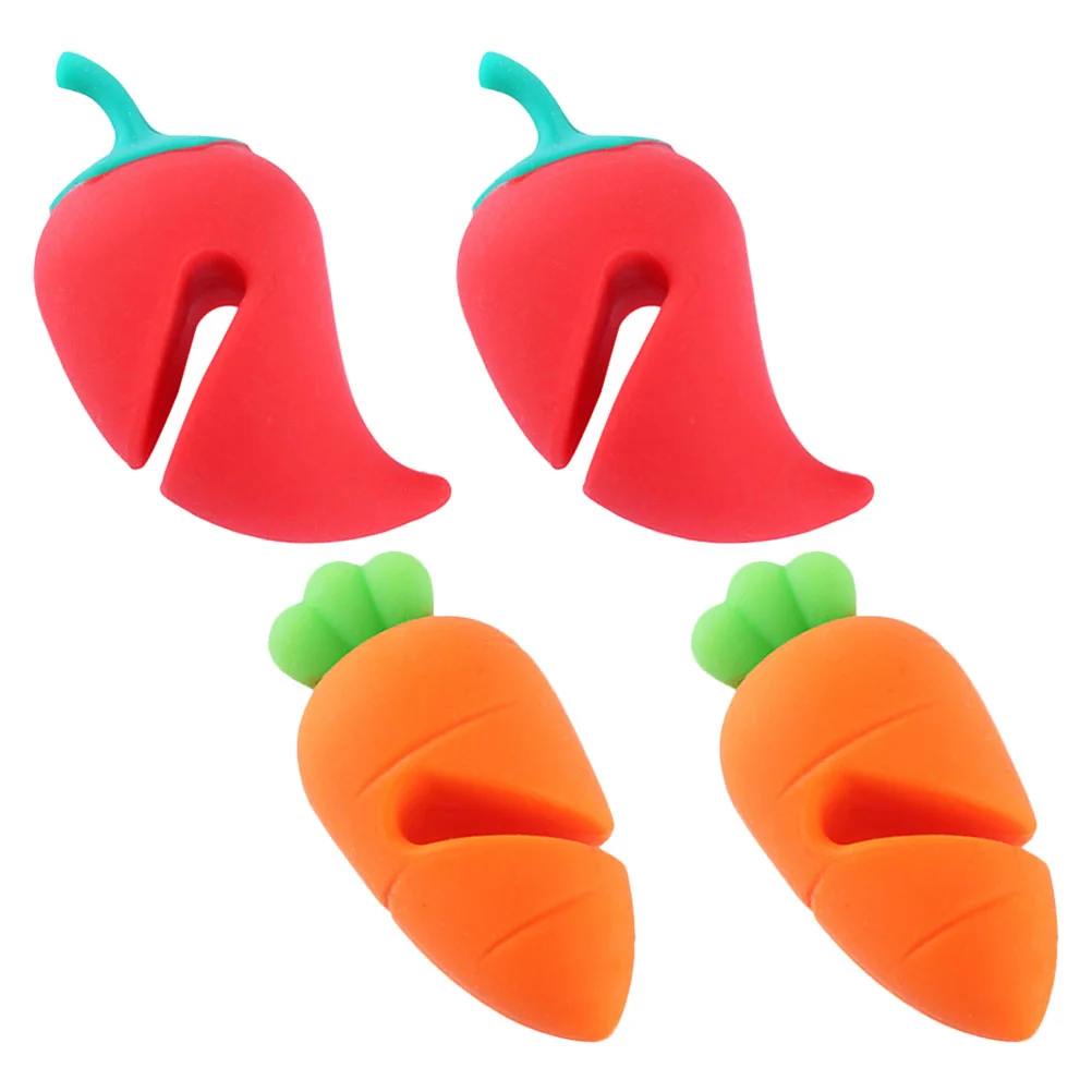 

4 Pcs Pink Food Chuck Carrot Chili Shaped Lid Lifter Spill Stopper Home Spill-proof Silica Gel Multi-purpose Steam Releaser