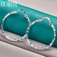 doteffil 925 sterling silver square smooth 40mm circle hoop earrings for women lady charm engagement wedding jewelry