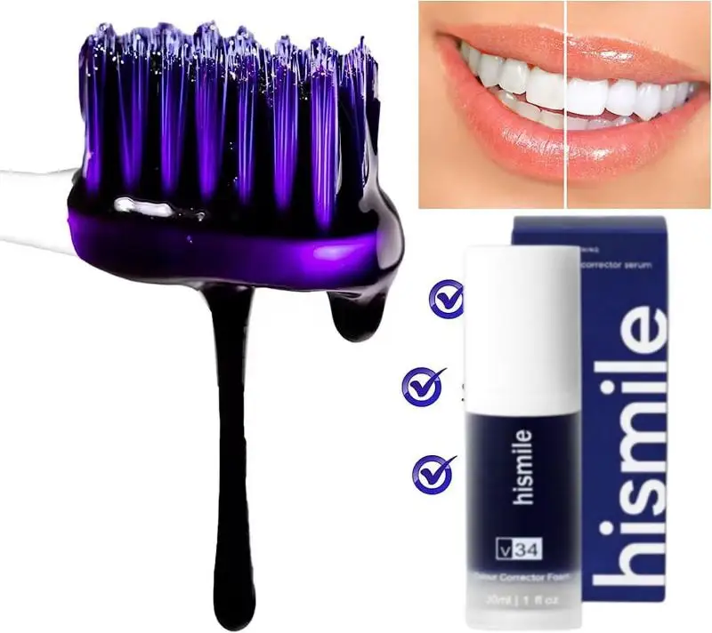 

HISMILE V34 мгновенный прибор для отбеливания зубов блестящая фиолетовая зубная паста