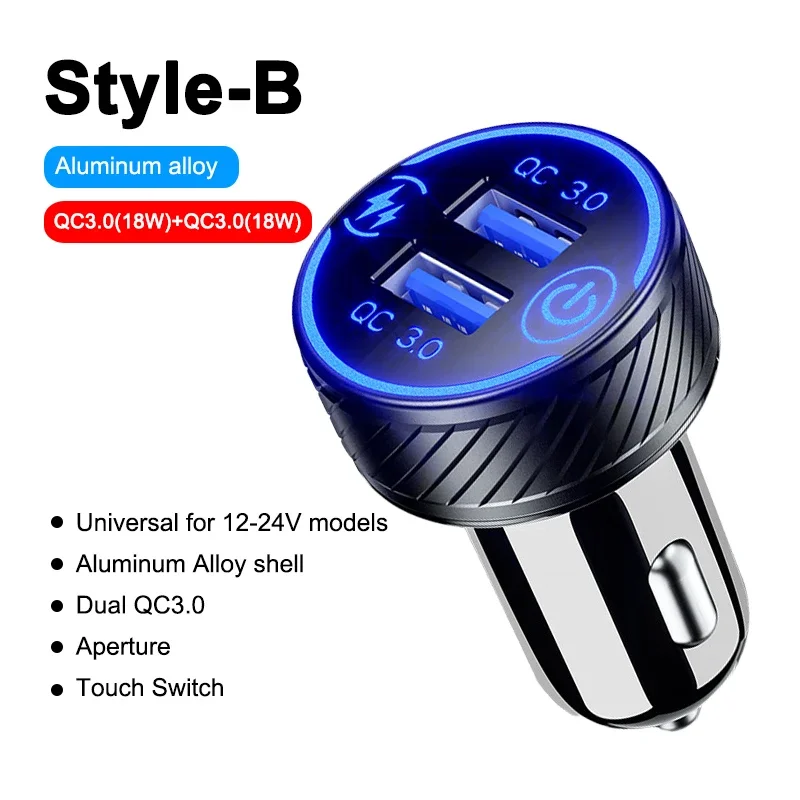 

Автомобильное зарядное устройство USB C 48 Вт, быстрая зарядка PD и автомобильное зарядное устройство для телефона QC3.0, адаптер прикуривателя для iPhone Huawei Xiaomi Samsung