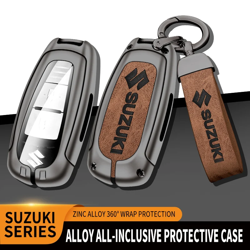 

Zinc Alloy+Leather+TPU Car Smart Remote Key Bag For Suzuki S-cross Vitara Alivio Kizashi 2011 2014 2015 2016 2018 Accessories