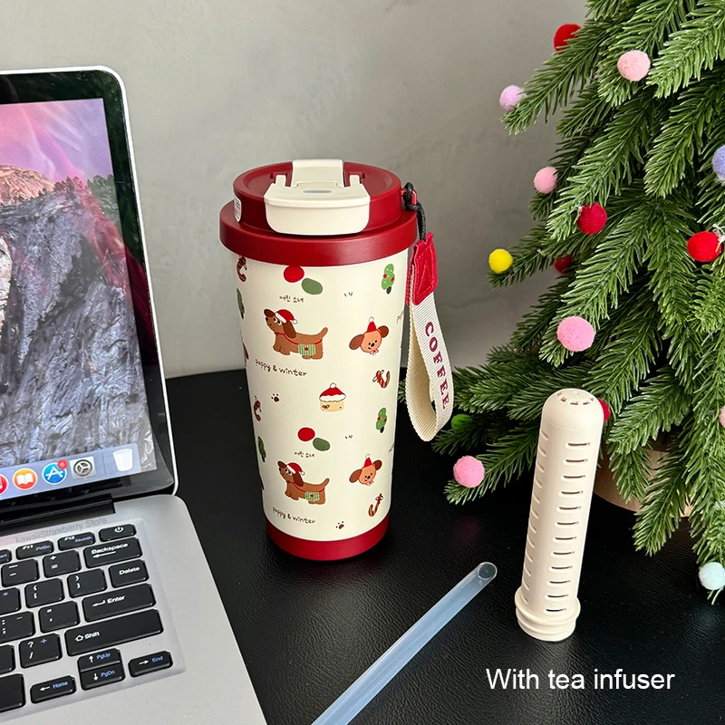 Милые рождественские чашки с соломенным фильтром милая кофейная кружка