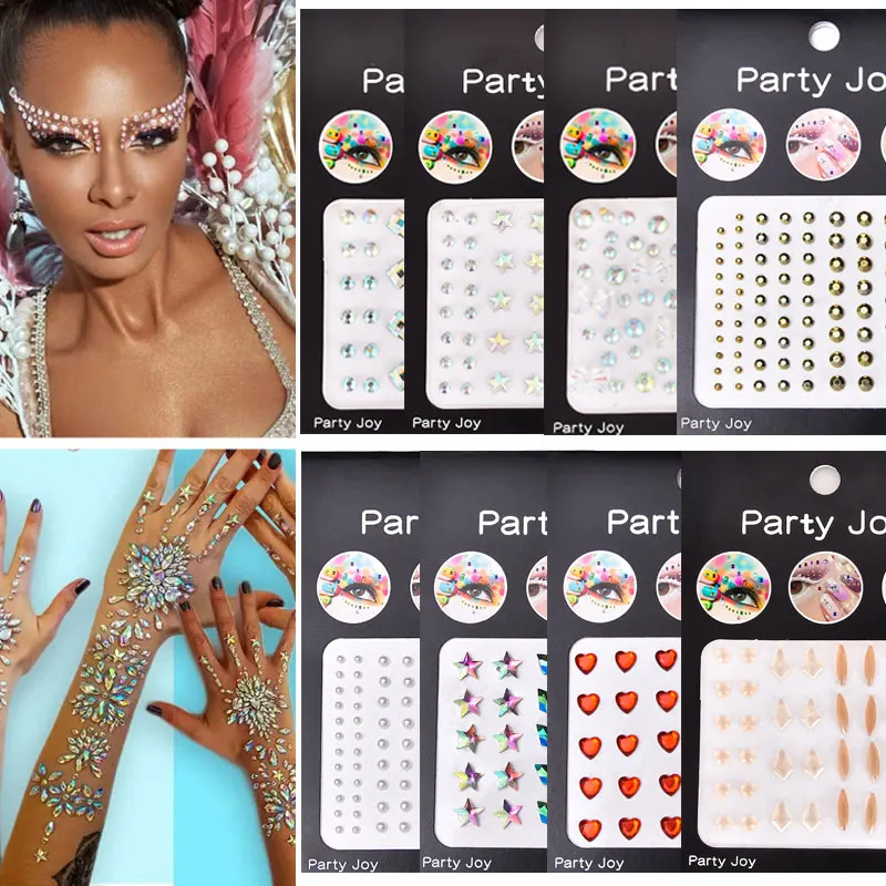 

33 Models 3D Eye Rhinestone Gem Sticker DIY Eyebrow Stickers Forehead Facial Jewelry Rhinestone Resin Gemstone Tattoo Decoration
