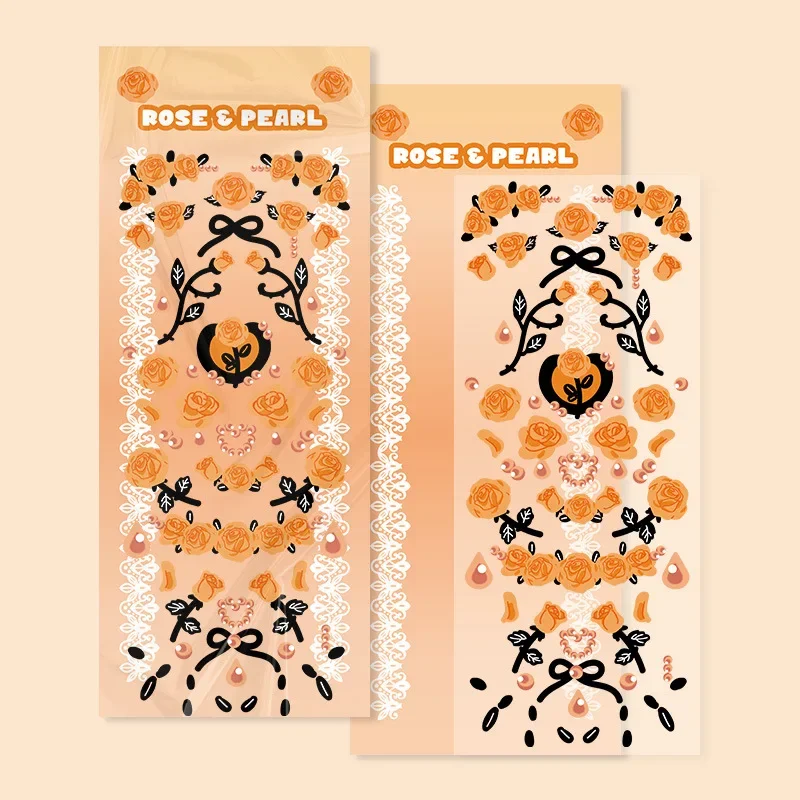 

Цветные наклейки с цветами в стиле барокко и фотокарточки с поп-идолом