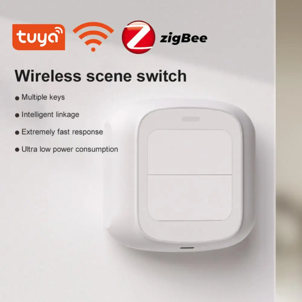 

Wifi Zigbee Wireless Scene Switch 6 Scene Switch Tuya 2 Gang Intelligent Linkage Smart Switches Smart Home Battery Powered