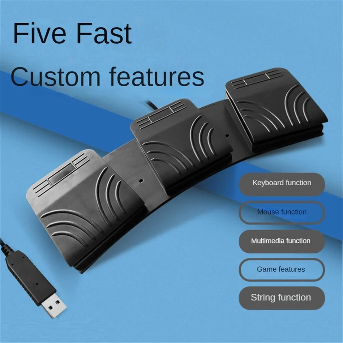 Фото USB-педаль Baohu для ПК, тройной ножной переключатель, педаль для клавиатуры с настраиваемыми комбинациями клавиш, игровая ножная педаль для ПК и ноутбуков. №5
