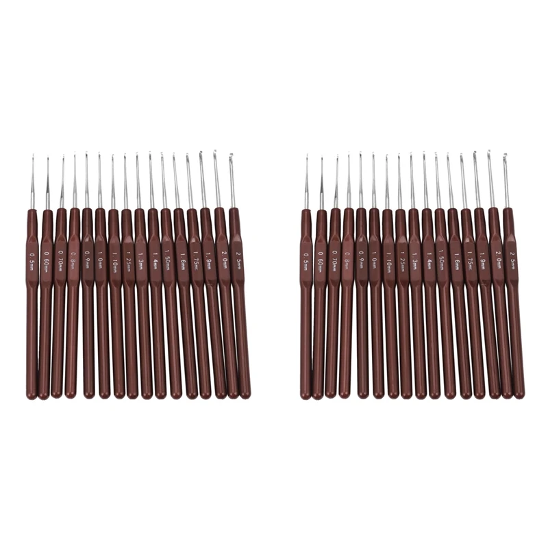 

32Pcs ABS Handle Crochet Hooks Handle Knitting Needles Set Crochetings And Knuckles 0.5Mm-2.5Mm 16 Size