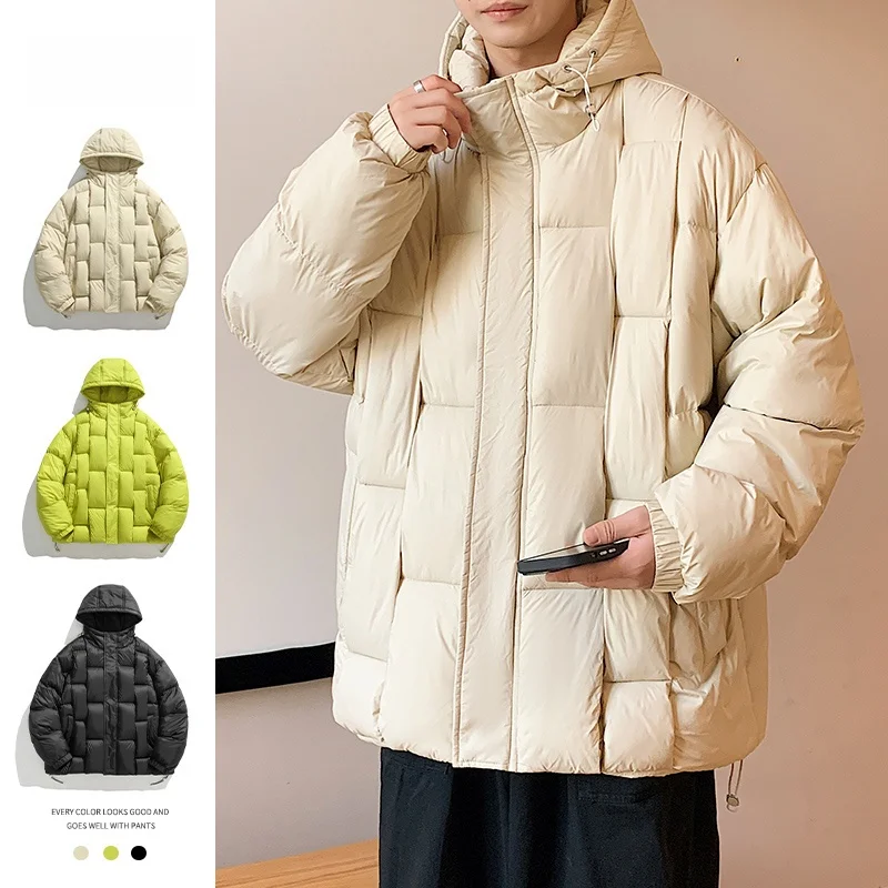 Зеленый пуховик авокадо с хлопковой подкладкой мужская зимняя утолщенная