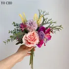 1 букет искусственных гортензий YO CHO, розы, шелковые цветы, смешанные искусственные цветы для вазы, декор для домашвечерние НКИ и свадьбы, имитация цветов
