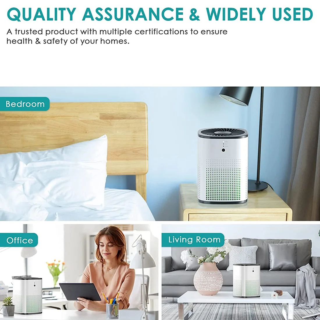 Воздухоочиститель H13 для спальни натуральный HEPA-фильтр воздухоочиститель на 360 °