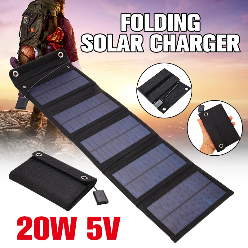 

Folding Solar Panel 20W Outdoor Portaqble Solar Power Generator 5V 2A Output Sun Charger for Laptop Phone Camping Sun Power Bank