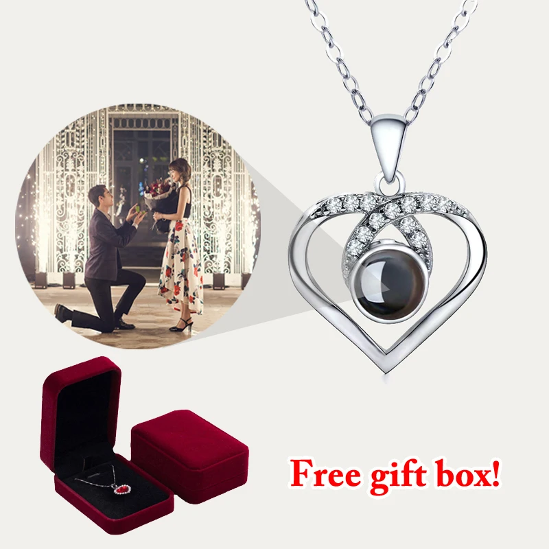 S925 Sterling Silver Custom Photo Necklace With Free Gift Box For Women Girlfriend Gifts 2023 New In Projection Pendant Jewelry