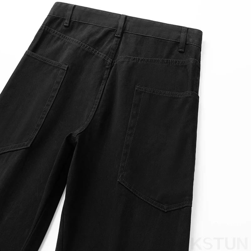 Черные джинсы KSTUN мужские свободные широкие мешковатые брюки Повседневная
