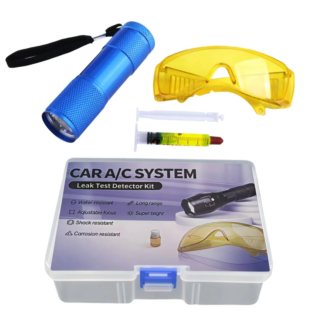 

9/12/14/21/28/51 светодиодная автомобильная система кондиционирования воздуха A/C система тестирования утечки комплект детектора УФ-фонарика защитные очки комплект УФ-лампы