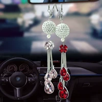 car rear view mirror pendant metal crystal ball diamond decorative suspension hanging ornaments gifts car interior styling