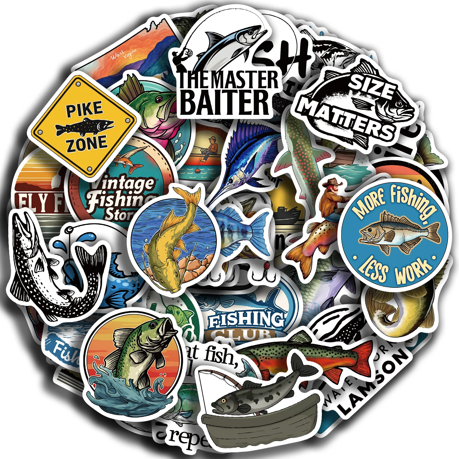 Наклейки с милыми рыбками и животными 50 шт