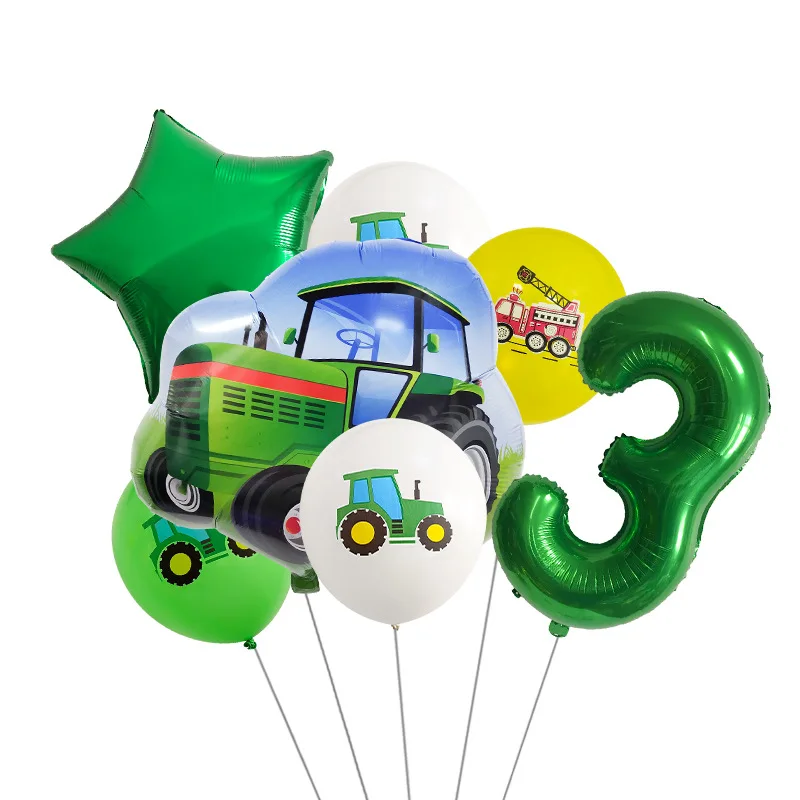 

Farm Machinery Number Birthday Balloons Digital Aluminum Foil Balloon Set For Birthday Party Anniversary Baby Shower Decorations