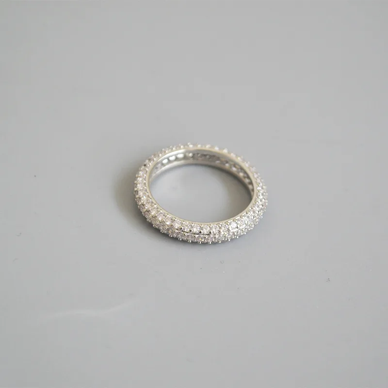 

Korean fashion simple luxury zircon silver color temperament fine ring forefinger ring