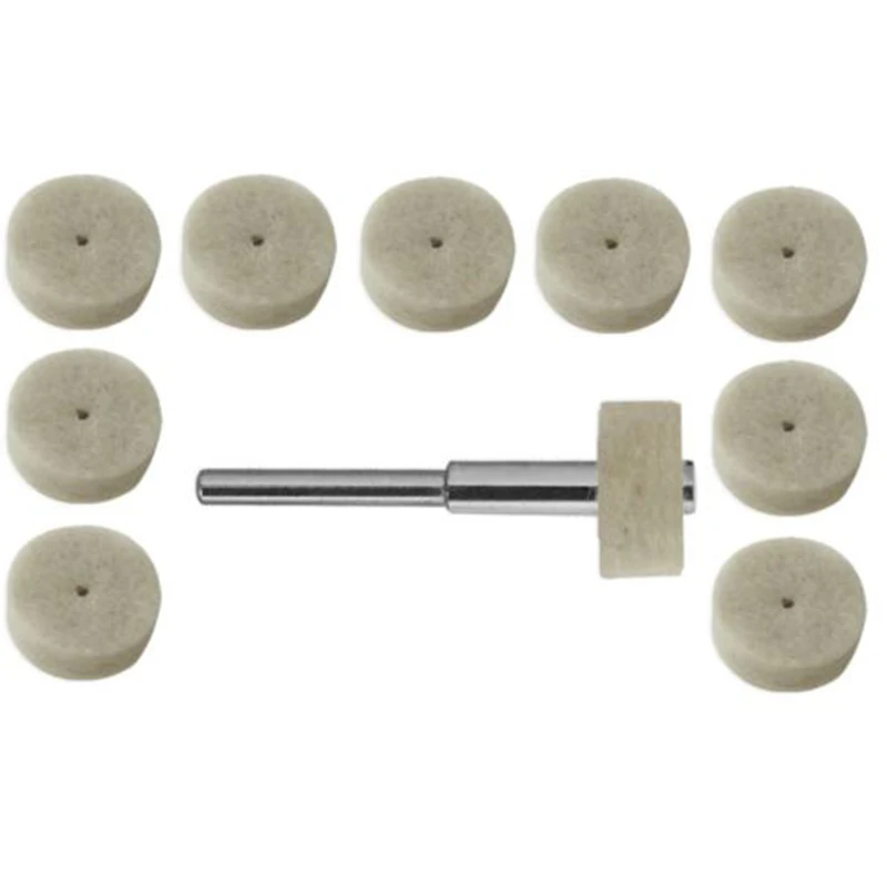 

10pc Felt Buffing Polishing Wheels 1/2" W/ Mandrel Wool Fits Rotary Tool Detail Mixed Accessory For Rotary Tool