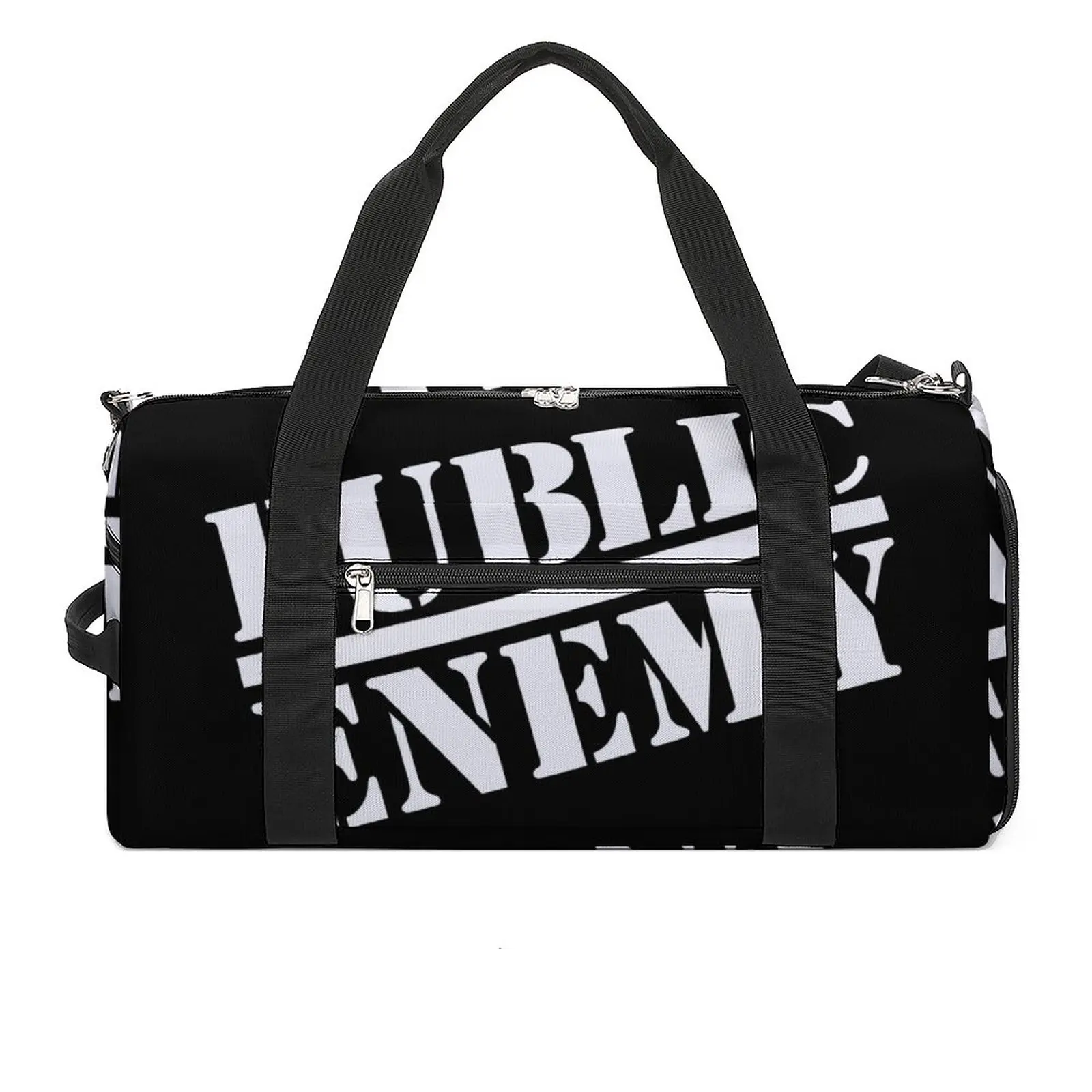 

Public Enemy Sports Bags Public Enemy Travel Training Gym Bag with Shoes Vintage Handbags Men Pattern Waterproof Fitness Bag