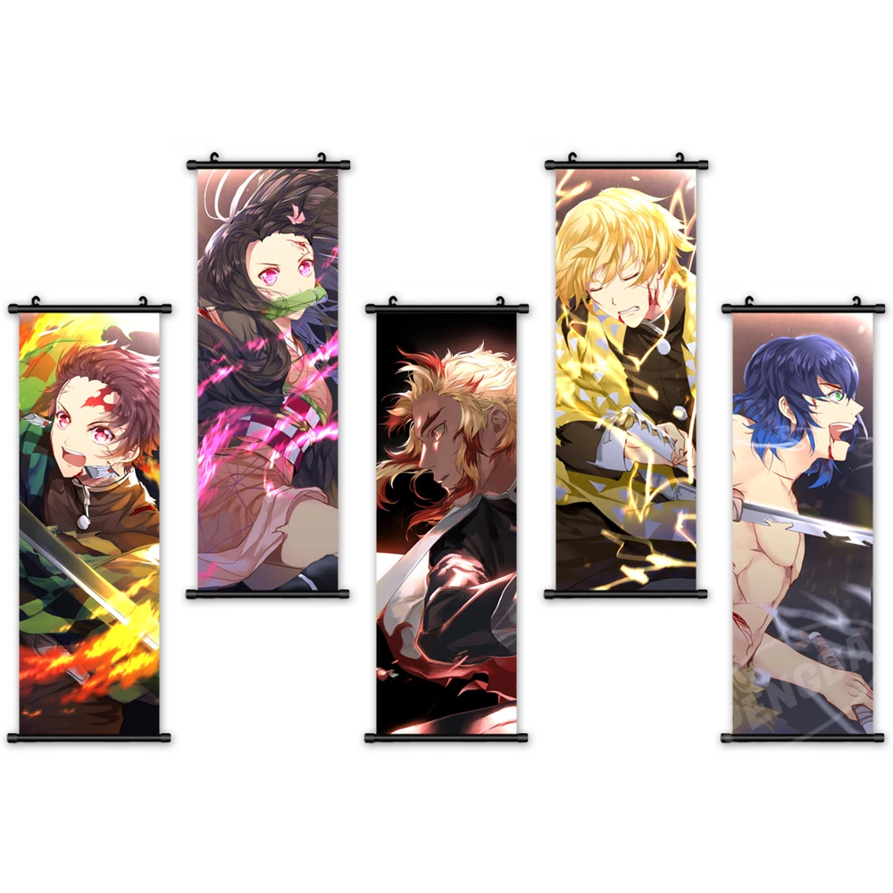 

Wall Art Canvas Demon Slayer Pictures Poster Plastic Scroll Kimetsu No Yaiba Hanging Painting Print Home Decoration Living Room