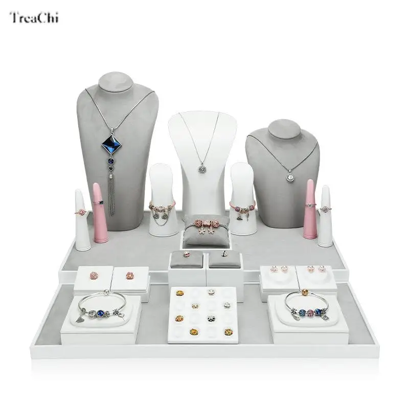 

Gray Counter Display Rack Half Model Necklace Storage Watch Jewelry Props Set Jewelry Display Exhibition Window