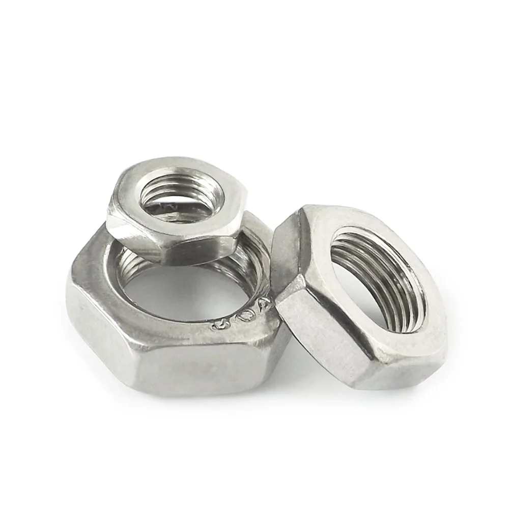 304 плоская Шестигранная гайка из нержавеющей стали с тонкой резьбой для варенья M6