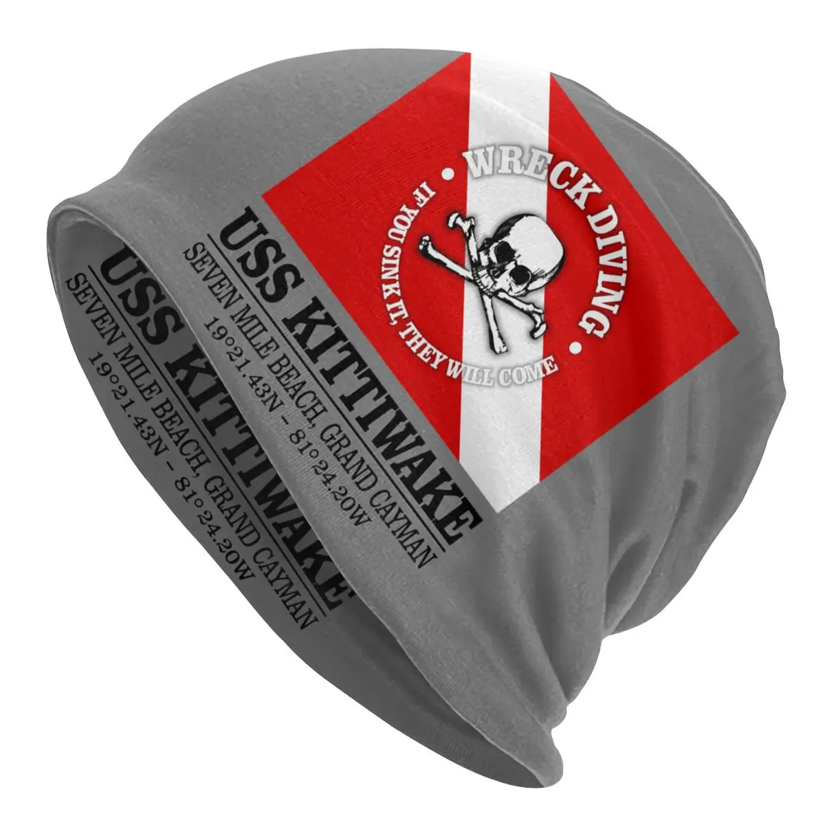 

USS Kittiwake Scuba Diving Bonnet Beanie Knit Hats Men Women Adult Diver Dive Flag Warm Winter Skullies Beanies Caps for Ski