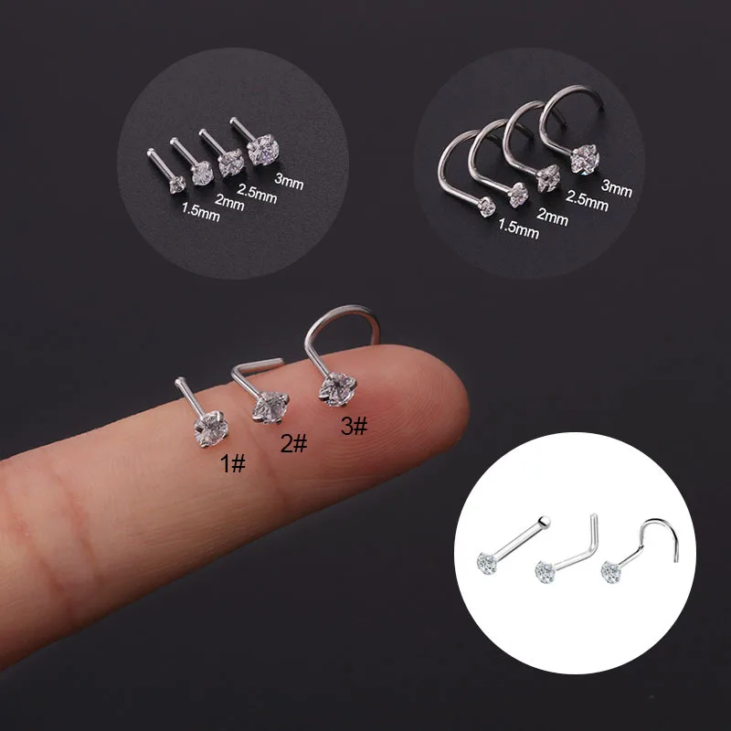 

10Pcs Titanium Steel Nose Perforated Mini Zircon Cartilage Earring Stud Internally Threaded Piercing Jewelry Goth Piercing Jewel