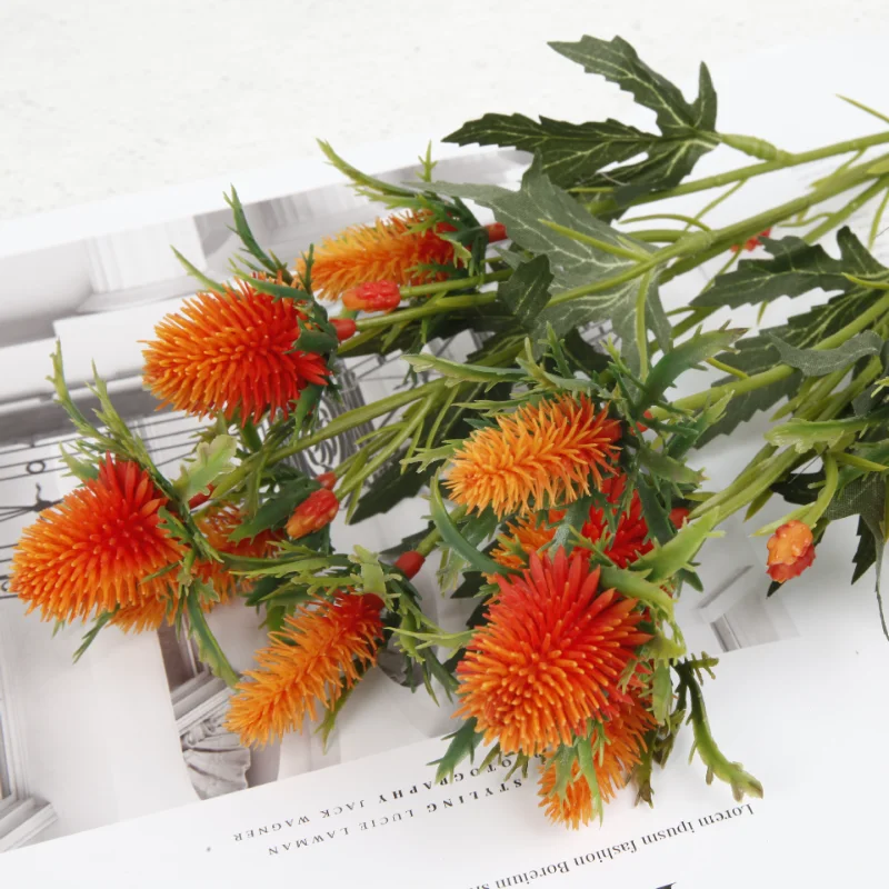 

Artificial Flowers Berry Fruit Branch Faux Thistle Green Plastic Fake Flower for Home Party Wedding Decoration Artificial Plants