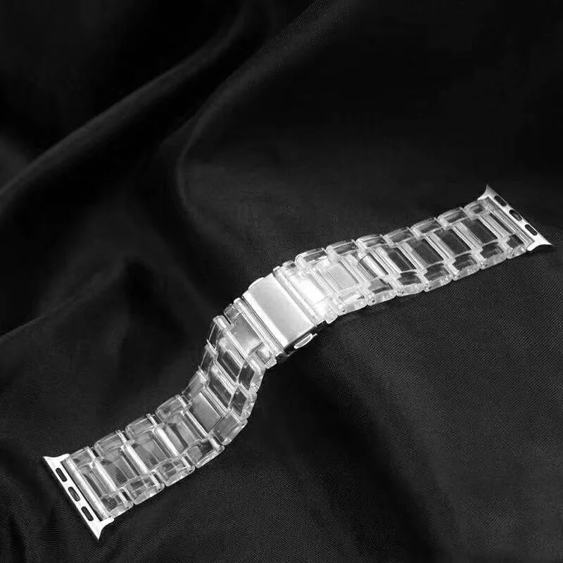 Link bracelet for apple watch 7 band 44mm 40mm correa 42mm 38mm wrist sport belt Resin strap iwatch series 6 5 4 3 Se 41mm/45mm